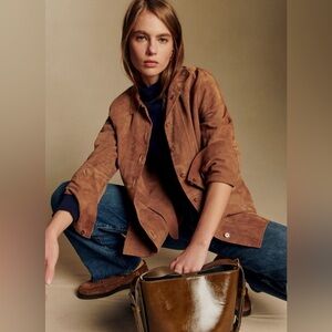 Sezane Will Jacket in Camel Suede